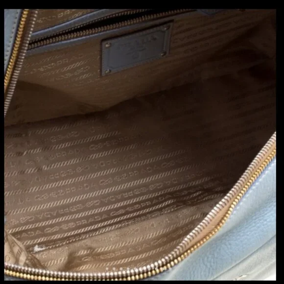 PRADA Light Blue Leather Bowler Handbag - Picture 7 of 16